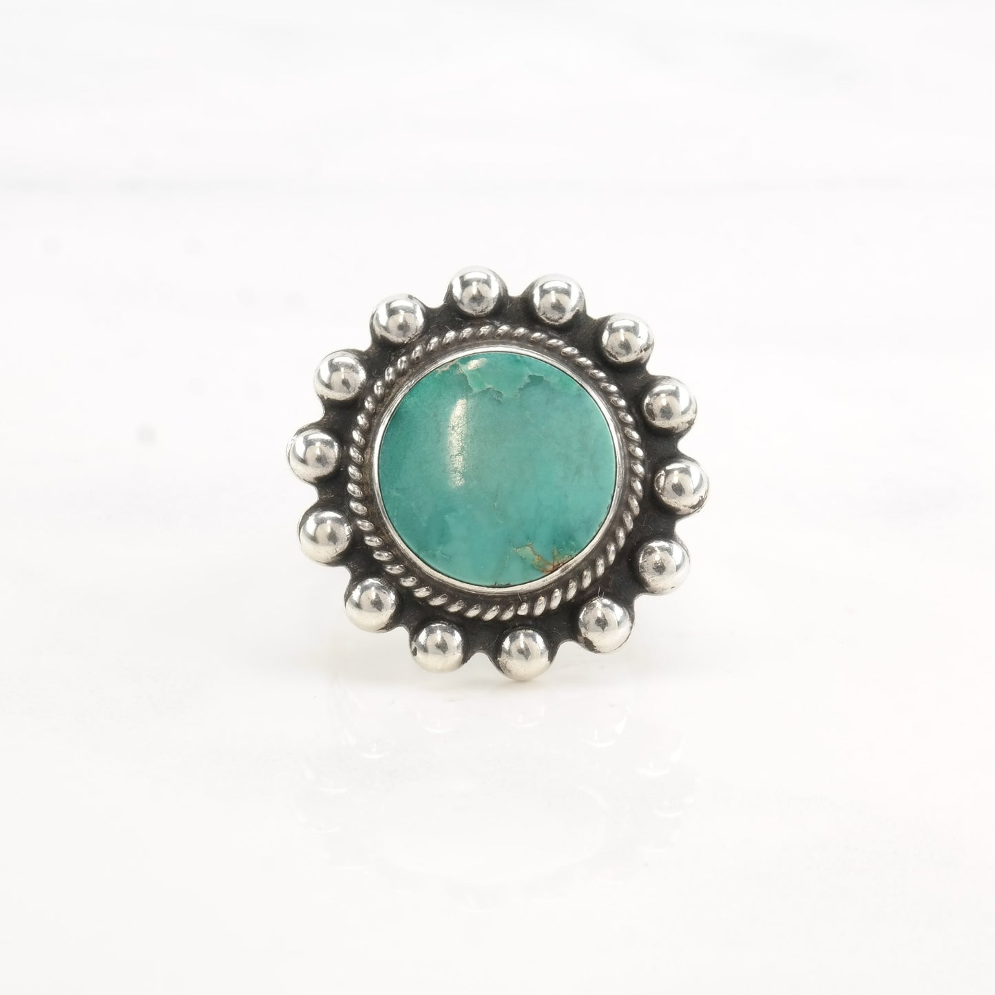 Fred Harvey Era Silver Ring Turquoise Circle Sterling Size 6 3/4