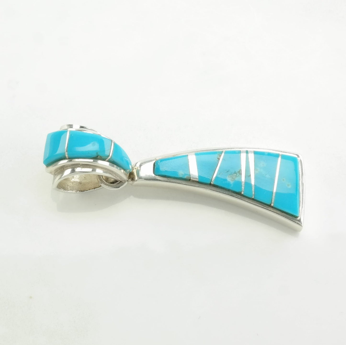 Native American Turquoise Inlay Sterling Silver Pendant