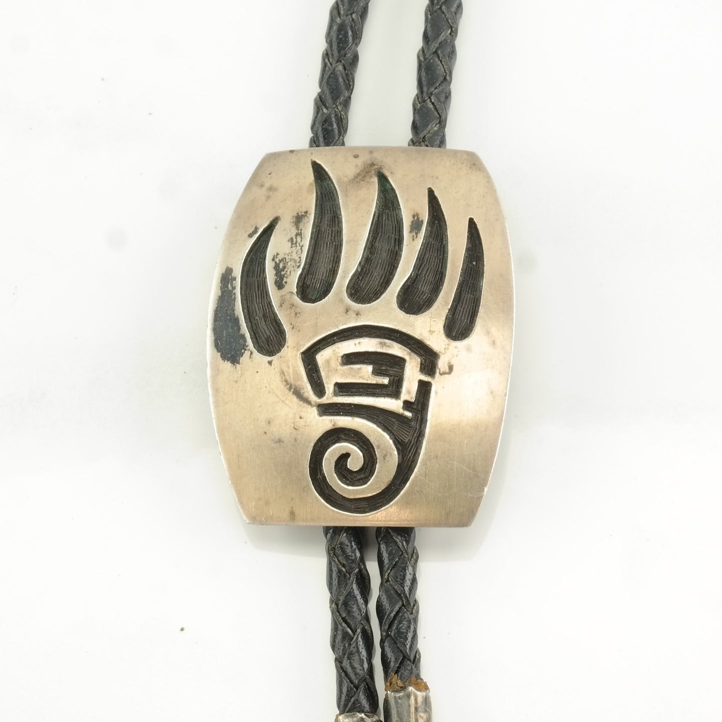 Hopi, Native American Sterling Silver Overlay Bear Claw Necklace