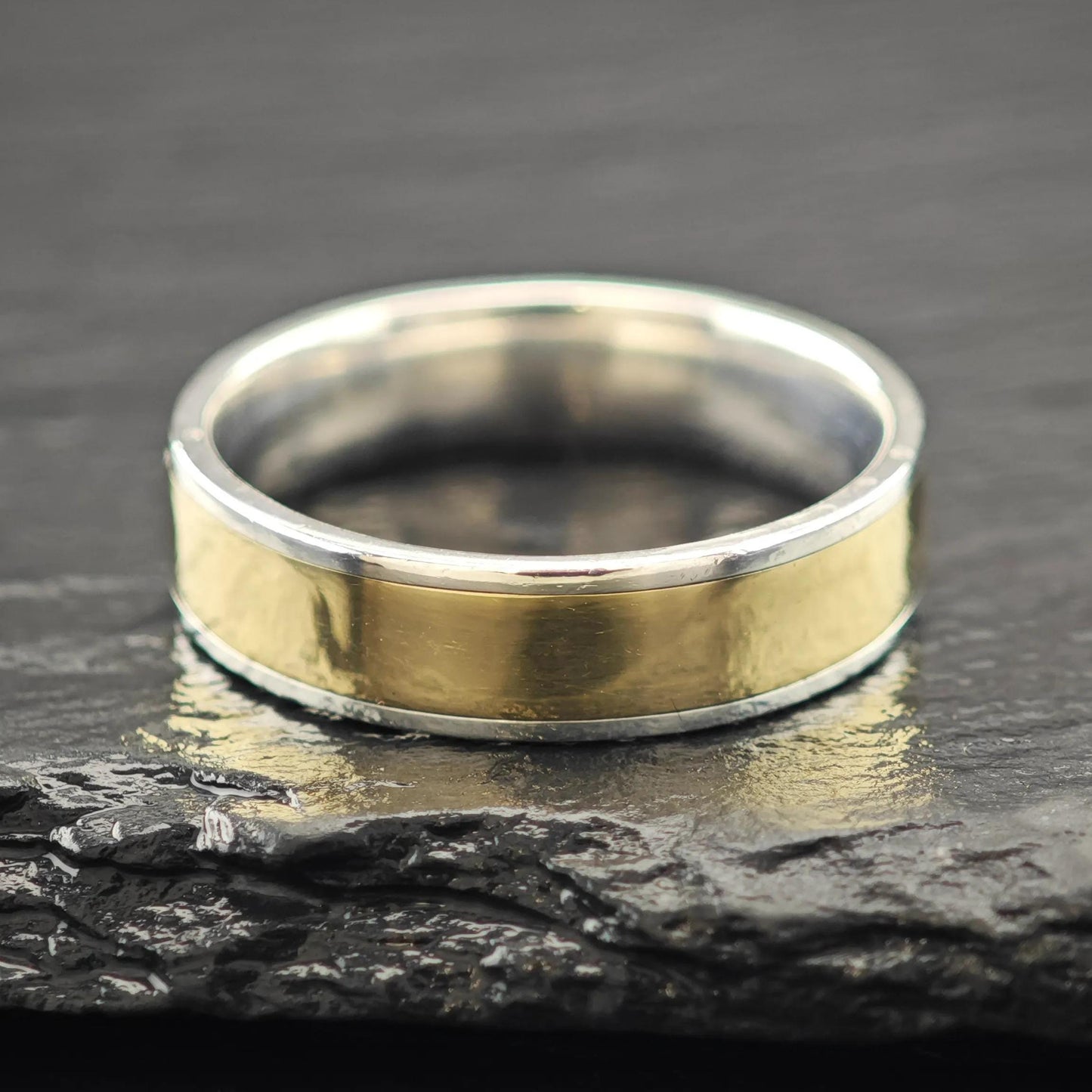 1/9 10KT Gold Accent Band Sterling Silver Sz 12