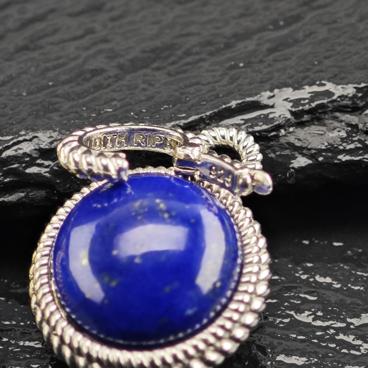 Choice of Judith Ripka Round Blue Stone or Lapis Sterling Silver Pendants P3115