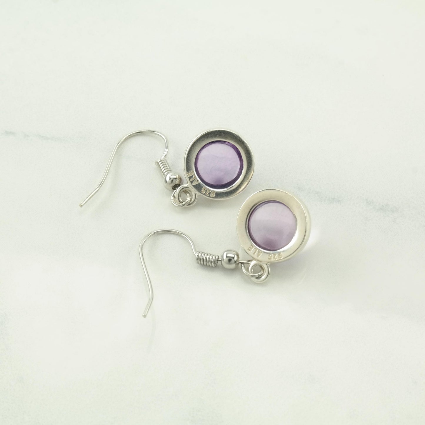 Choice of Vintage Pandora Purple Amethyst, Modernist Sterling Silver Fish Hook Earrings