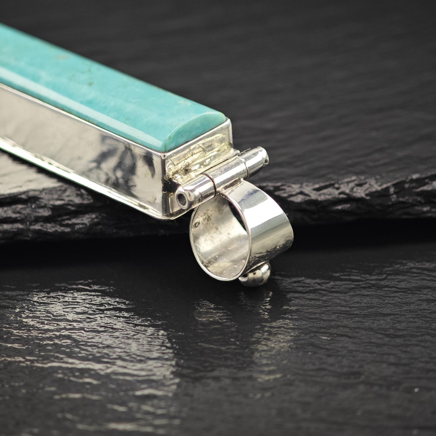 Lg Navajo Turquoise Pendant Sterling Silver by David Troutman P2823