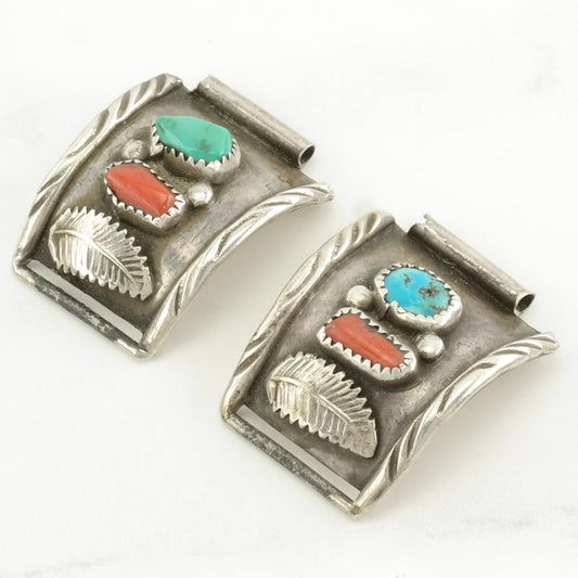 Zuni, Sterling Silver Native, Blue, Red, Turquoise, Coral Watch Extenders MISC0163