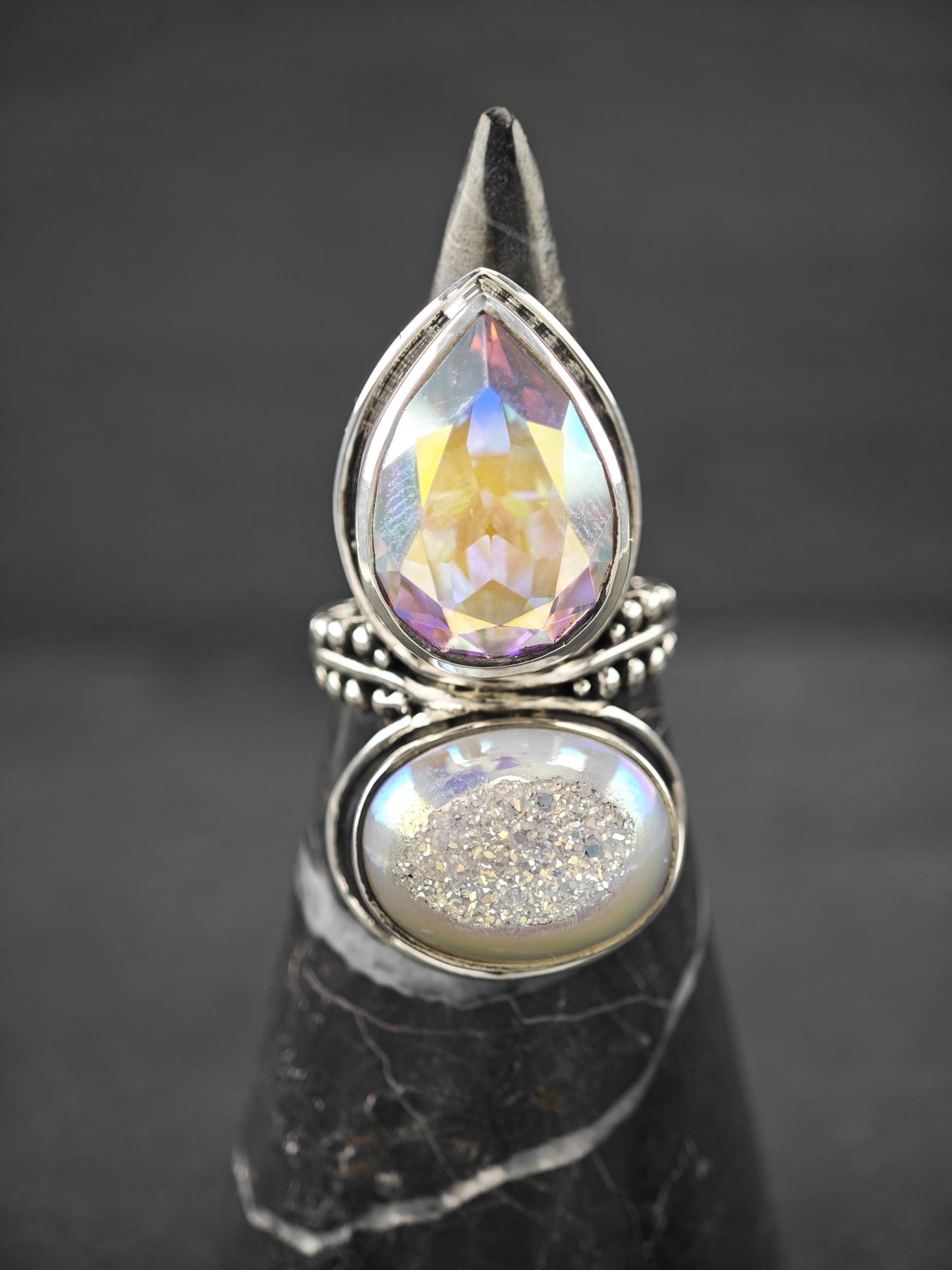 Sajen Rainbow, Druzy Ring Sterling Silver