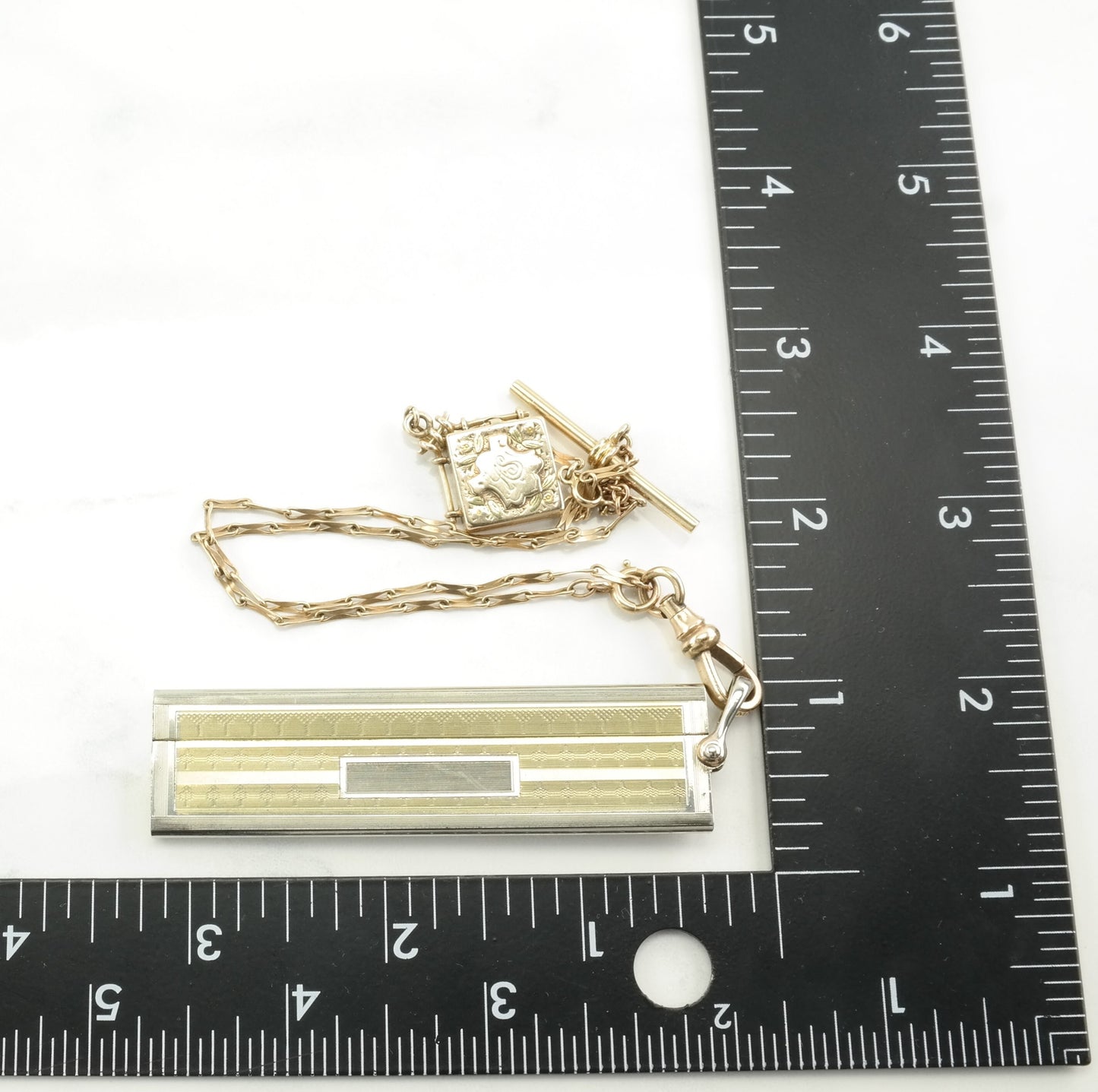 Antique Gold Fill Comb Fob Charm Chain