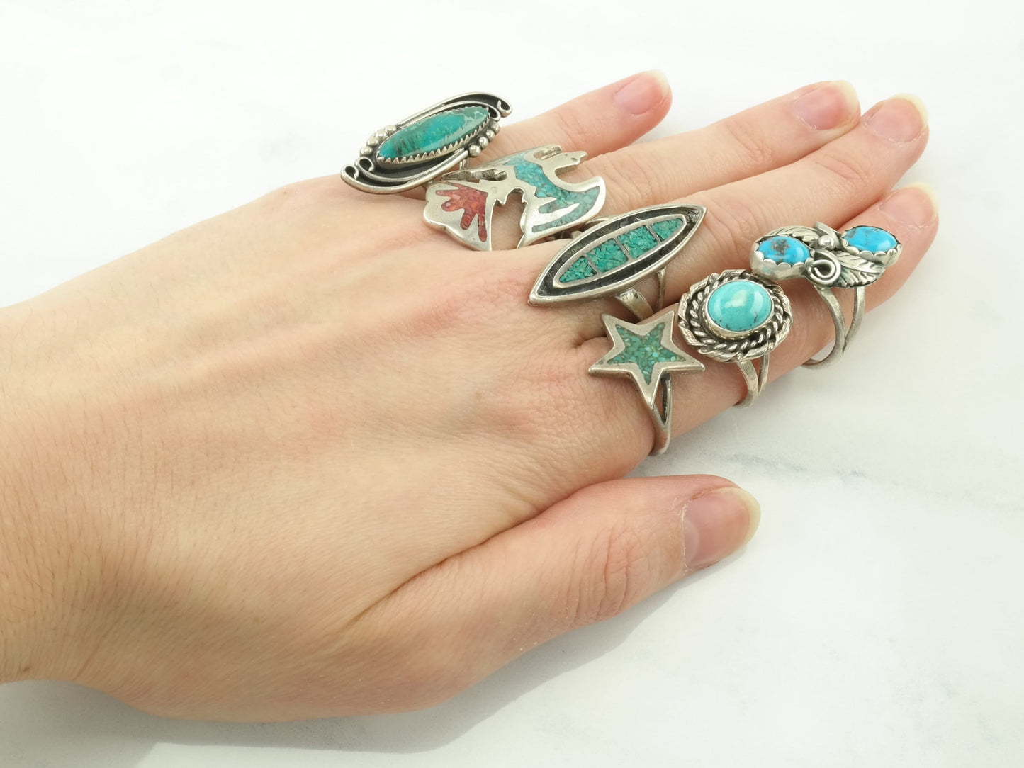 Choice Vintage Turquoise Sterling Silver Size 6 1/2 Ring