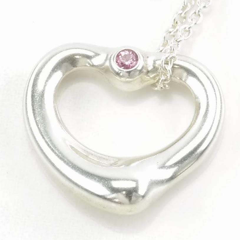 Vintage Tiffany & Co. Sterling Silver Pink Sapphire Heart Necklace