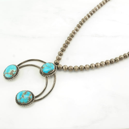 Southwest Sterling Silver Blue Kingman, Turquoise Naja Necklace