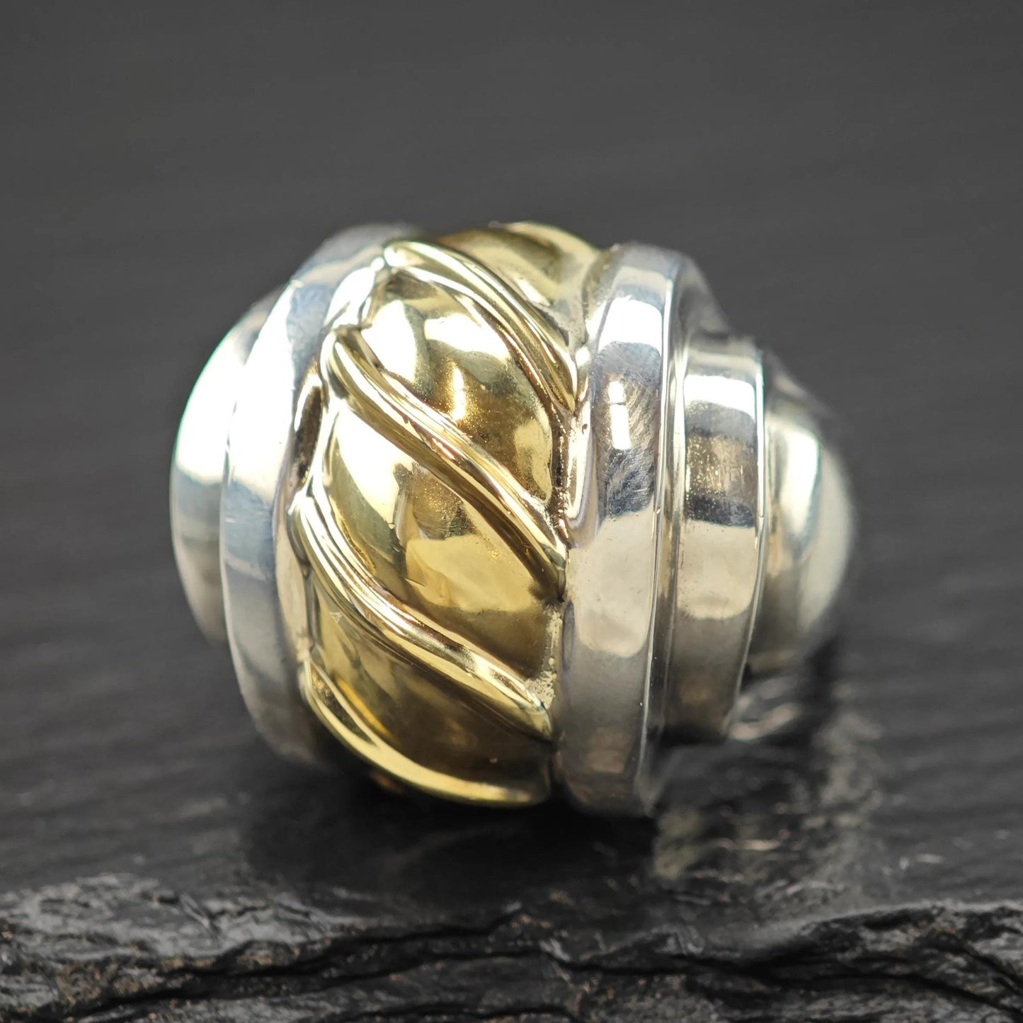 Rigoberto Of Beverly Hills 14K Gold Accent Dome Ring Sterling Silver Sz 7 1/4 R6016