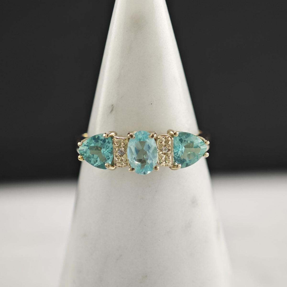 Apatite 14K White Gold Ring Sz 7 R6801
