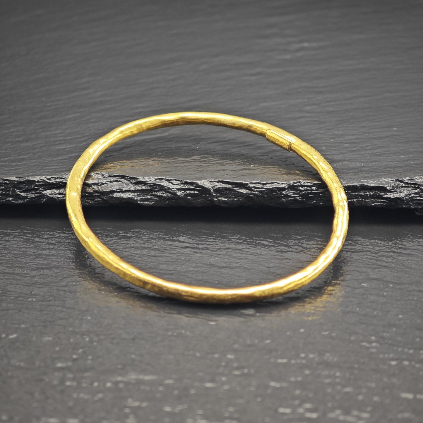 Vintage Ippolita Gold-Plated 4mm Bangle Sterling Silver Sz 7 1/2" BR3130