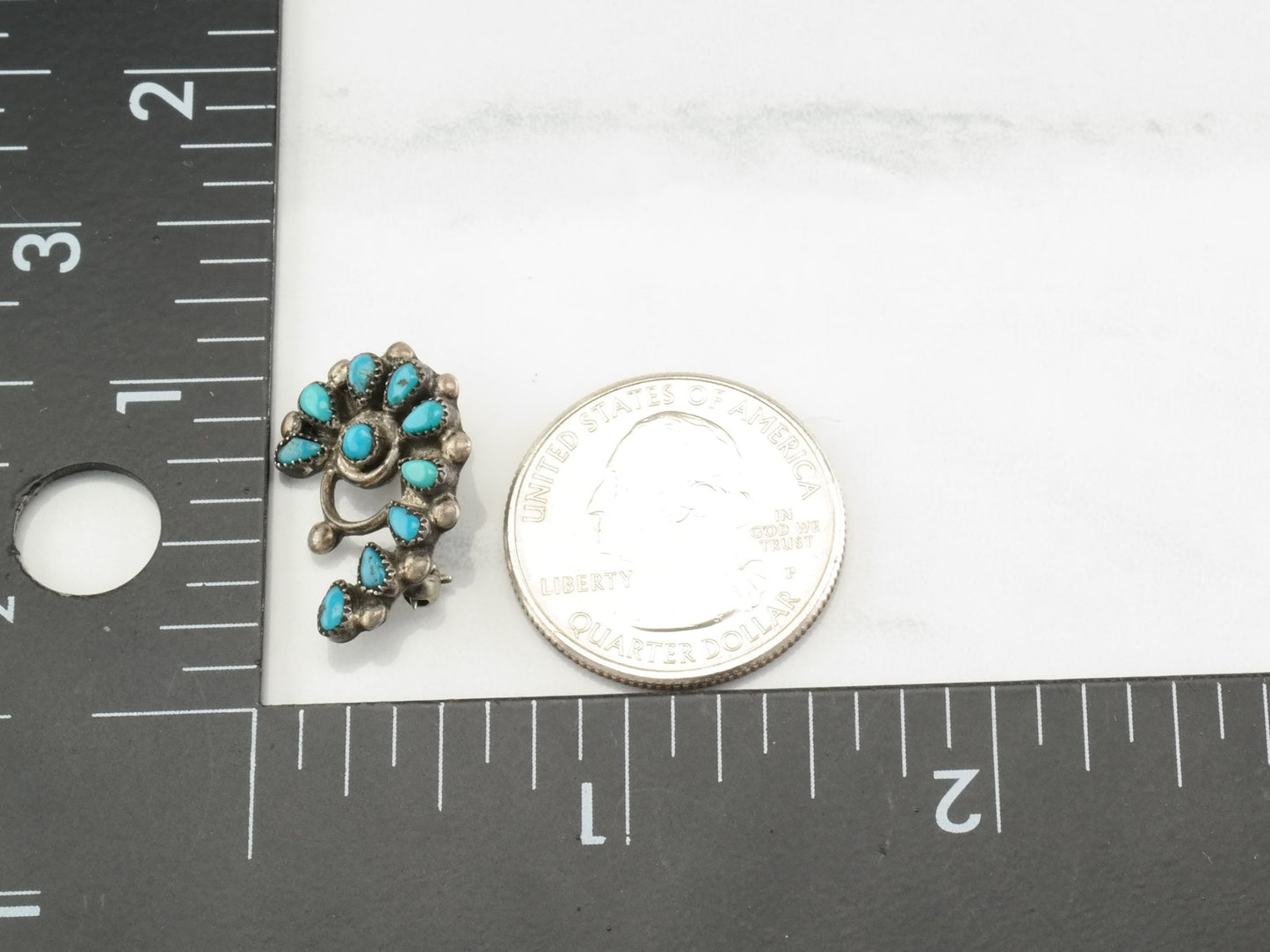 Zuni Sterling Silver Turquoise Brooch Pendant