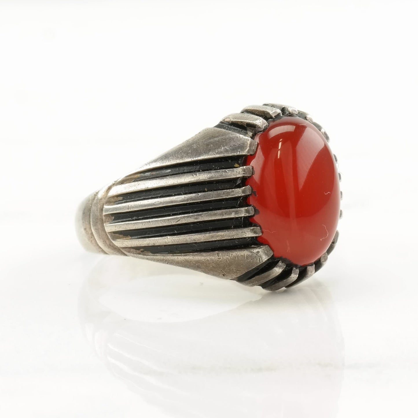 Sterling Silver Ring Carnelian Size 12 1/4