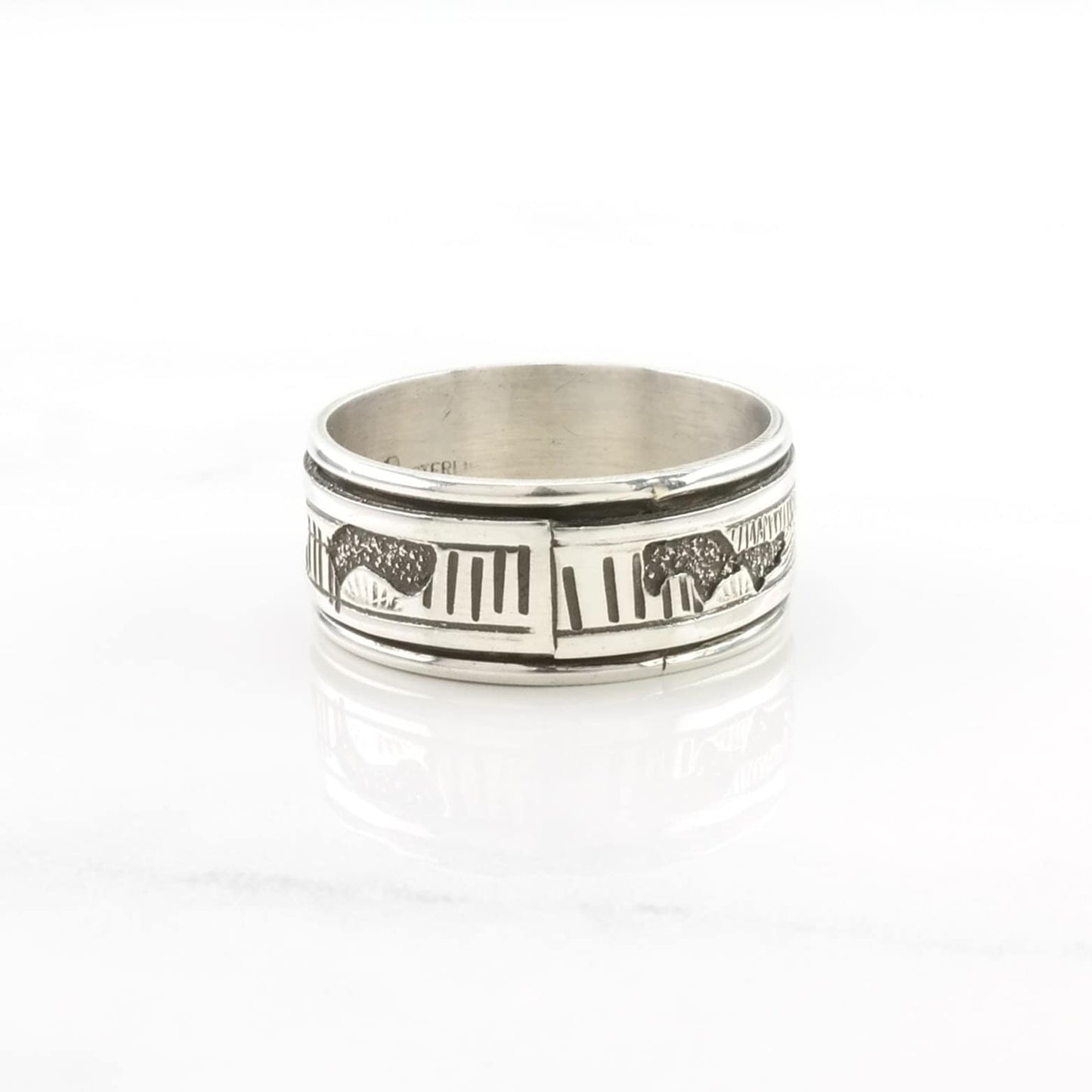 Sterling Silver Ring Western Band Size 12 1/4