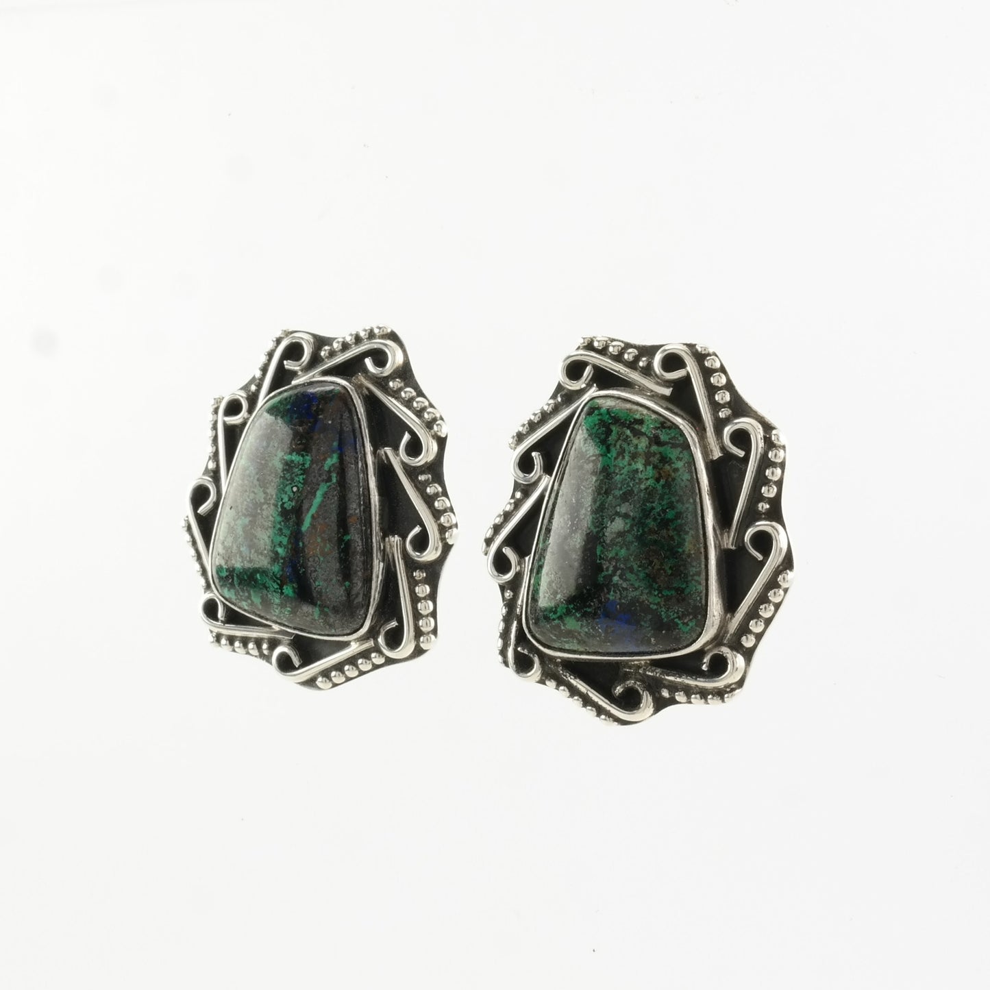 DTR Sterling Silver Chrysocolla Southwest Earrings Stud