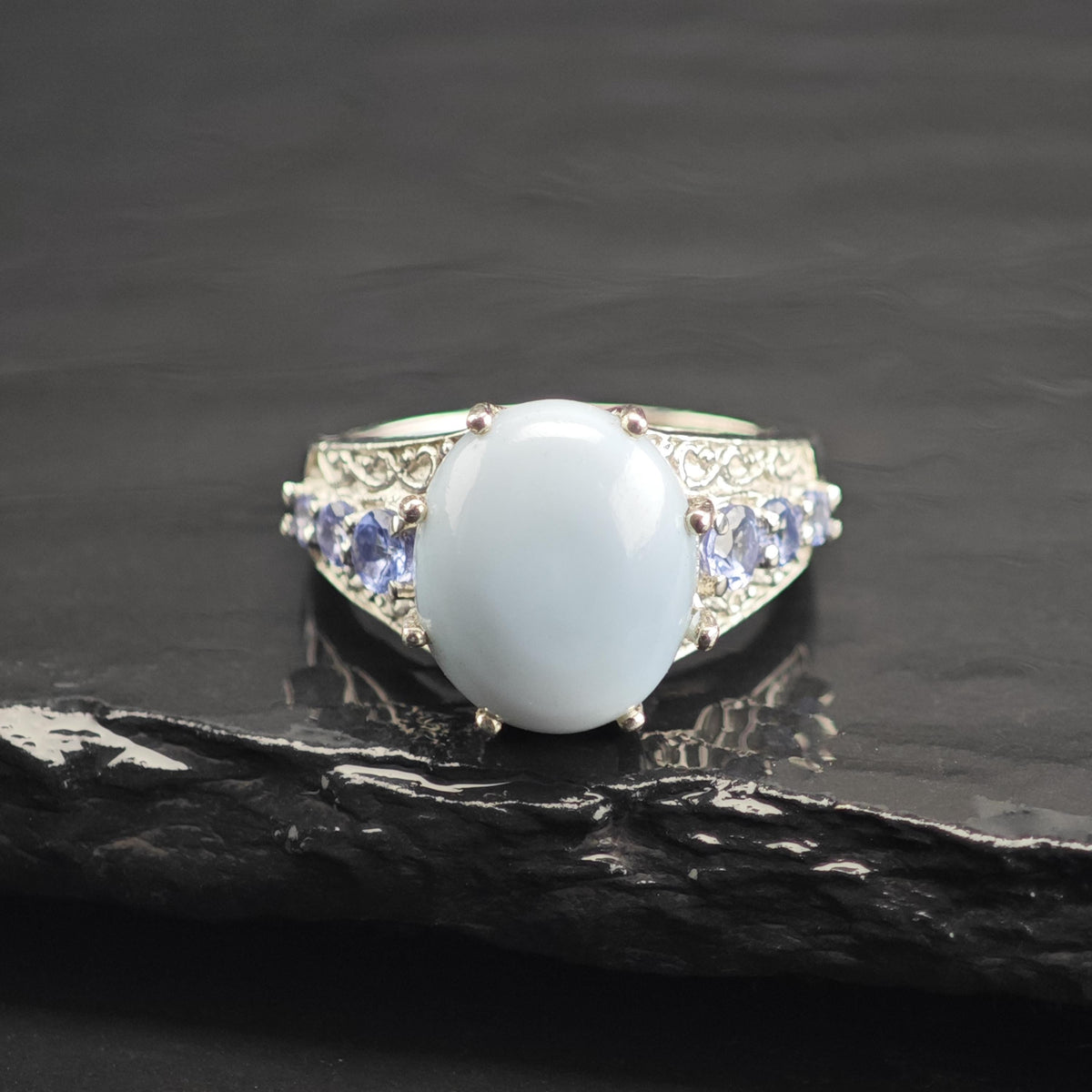 Blue Stone Tanzanite Sterling Silver Ring Sz 5 R6744