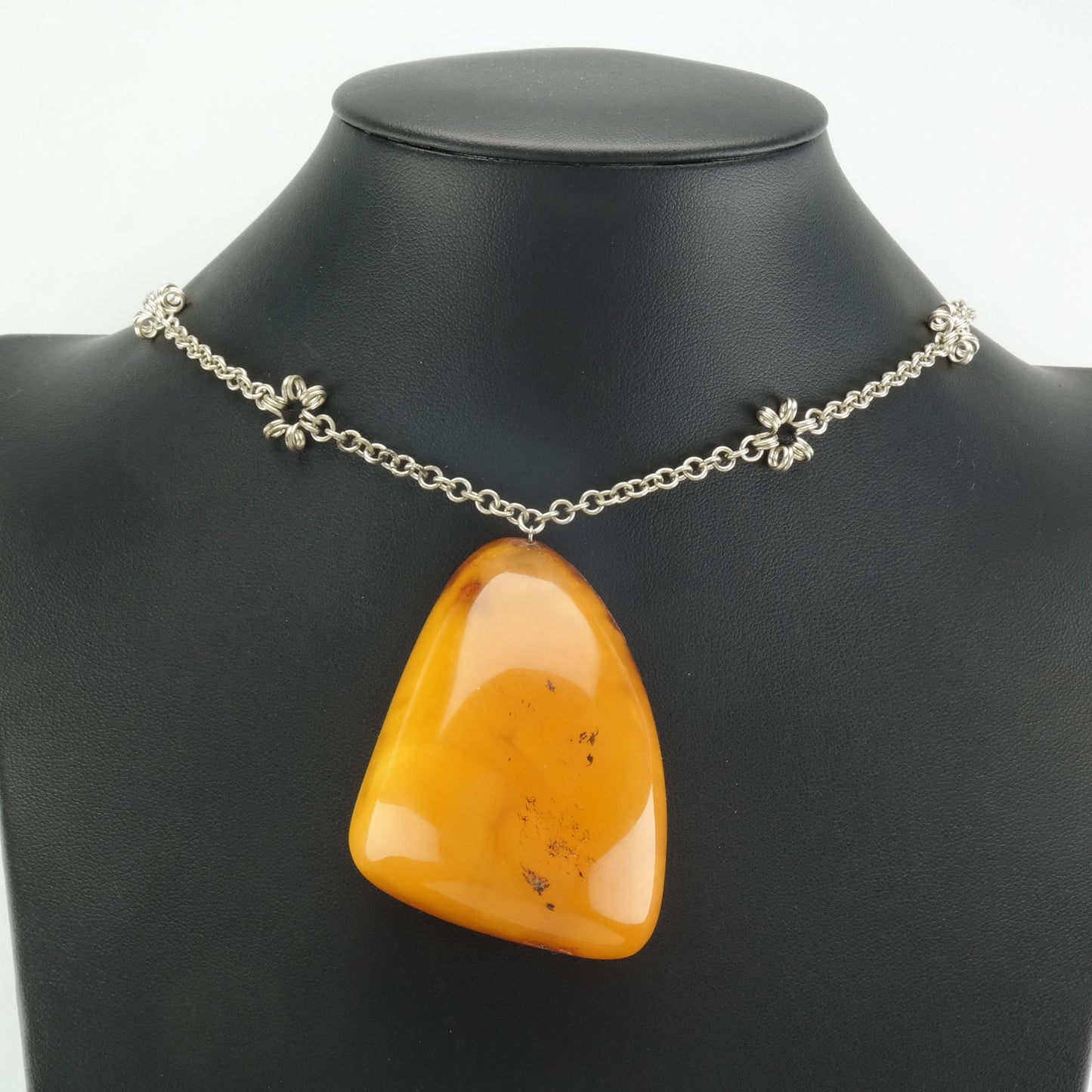 Vintage 20gm+ Large Amber Butterscotch Chain Necklace