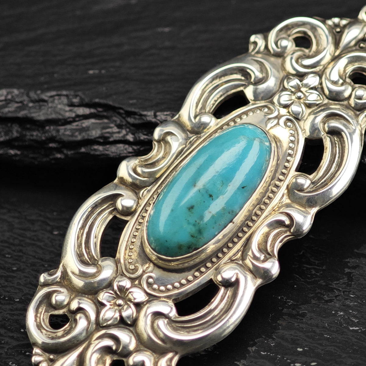 Towle Art Nouveau Style Turquoise Sterling Silver Pendant P3085