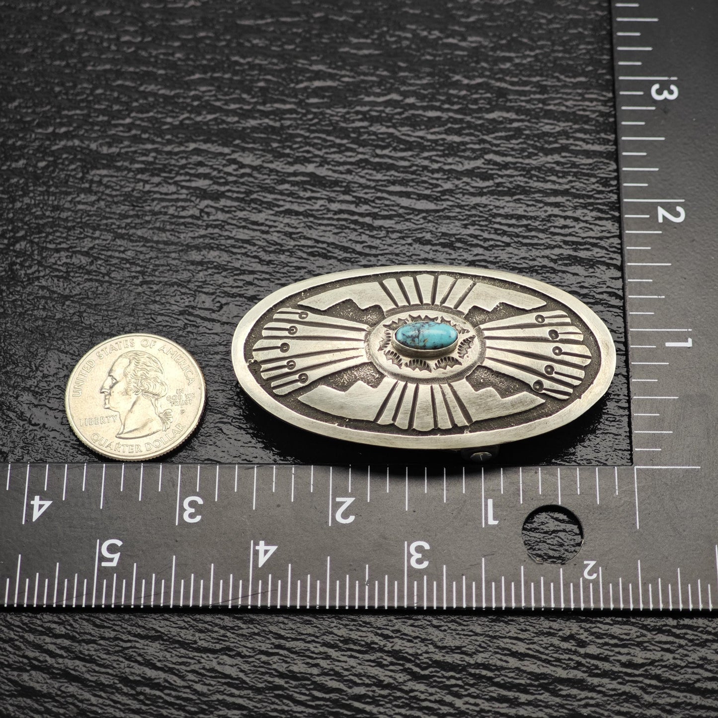 Navajo Turquoise Overlay Belt Buckle and Conchos Sterling Silver