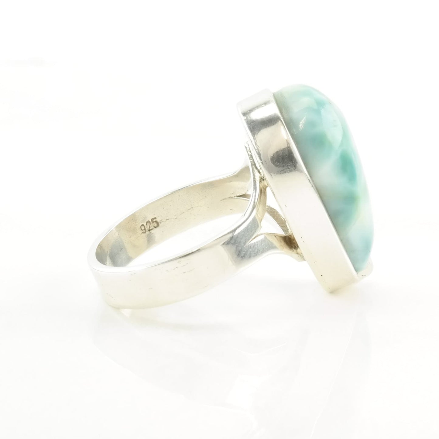 Sterling Silver Ring Larimar Teardrop Sky blue Size 4 3/4