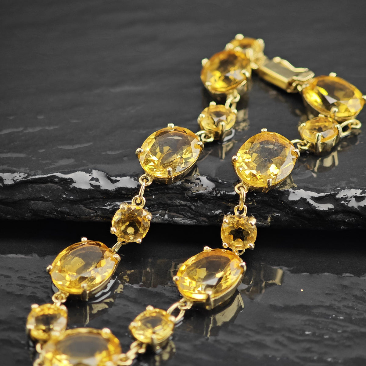 Citrine Gold-plated Sterling Silver Link Bracelet Sz 7" BR3155