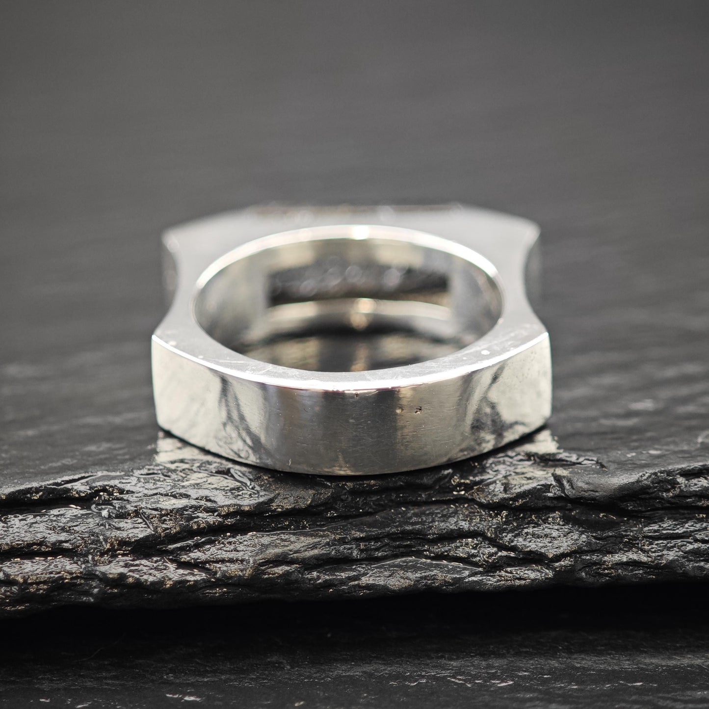 Black Rutilated Quartz Abstract Ring Sterling Silver Sz 8