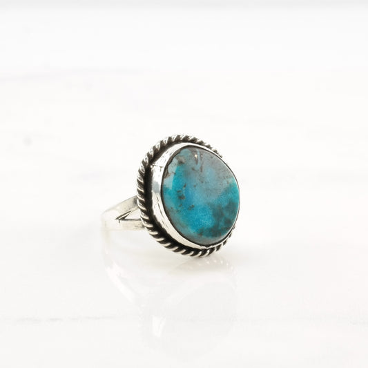 Native American Silver Ring Turquoise Sterling Size 9 1/2