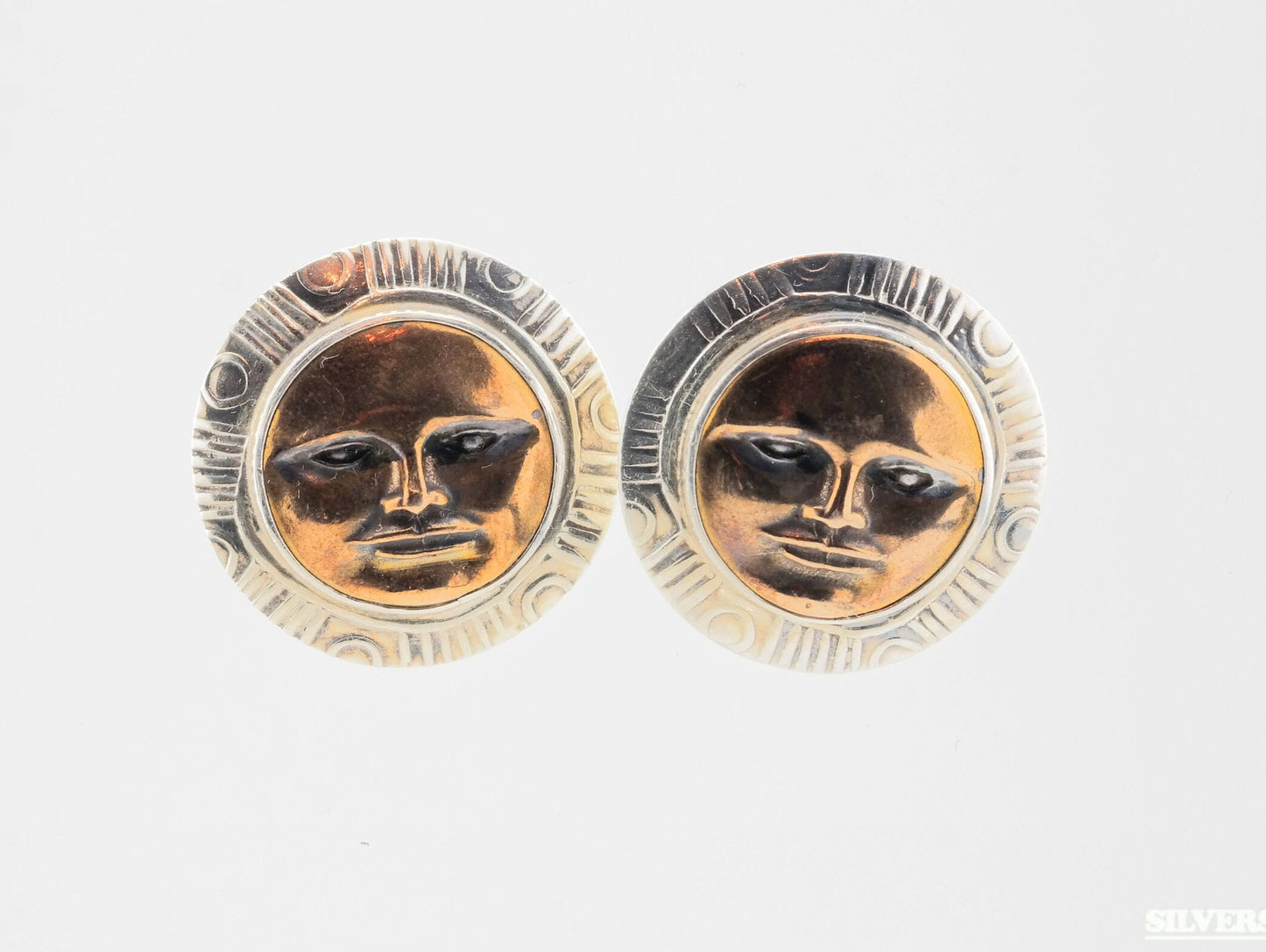 Tabra Sterling Silver Aztec Sun Stud Earrings