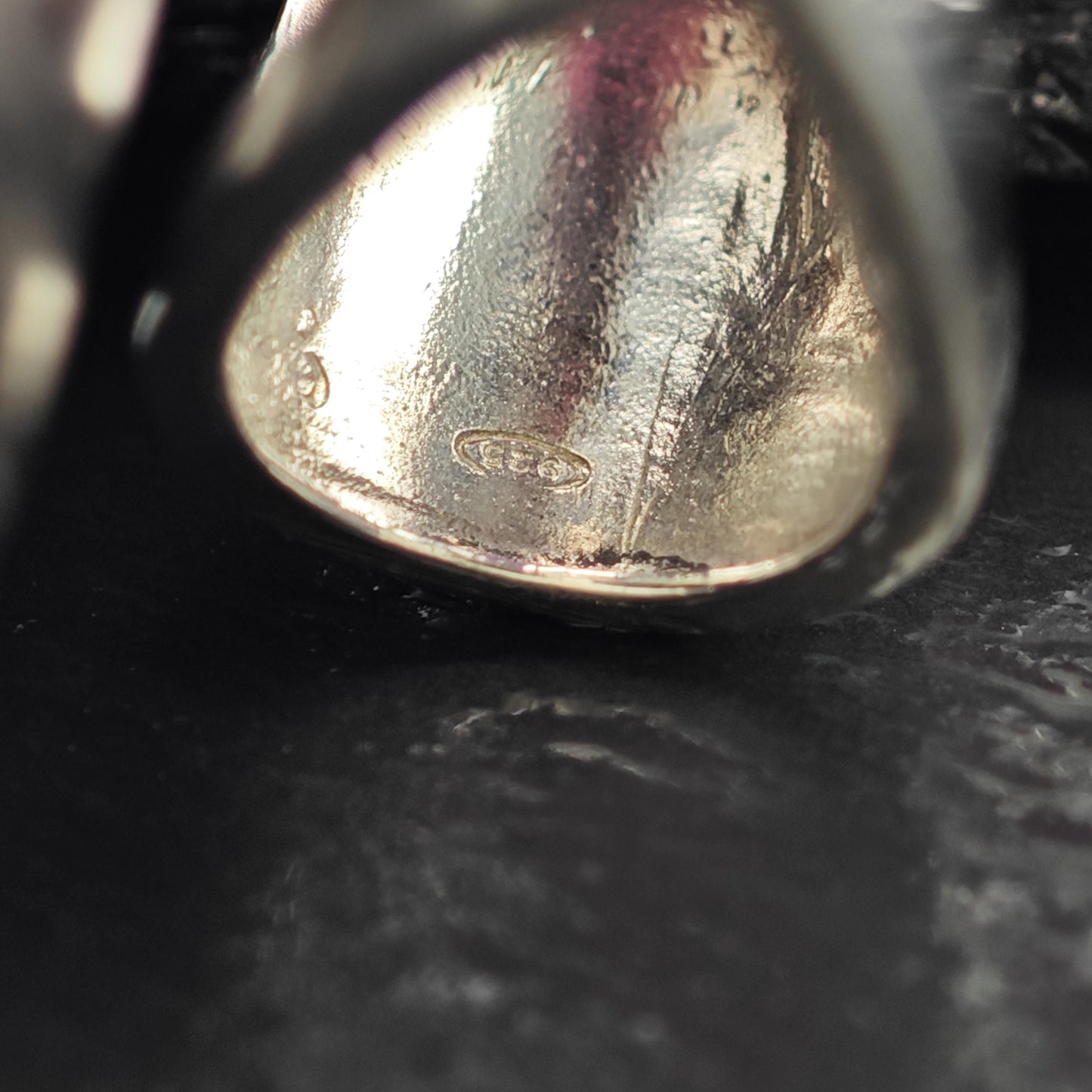 Wave Style Pink Ruby Cabochon Ring Sterling Silver Size 7 1/2