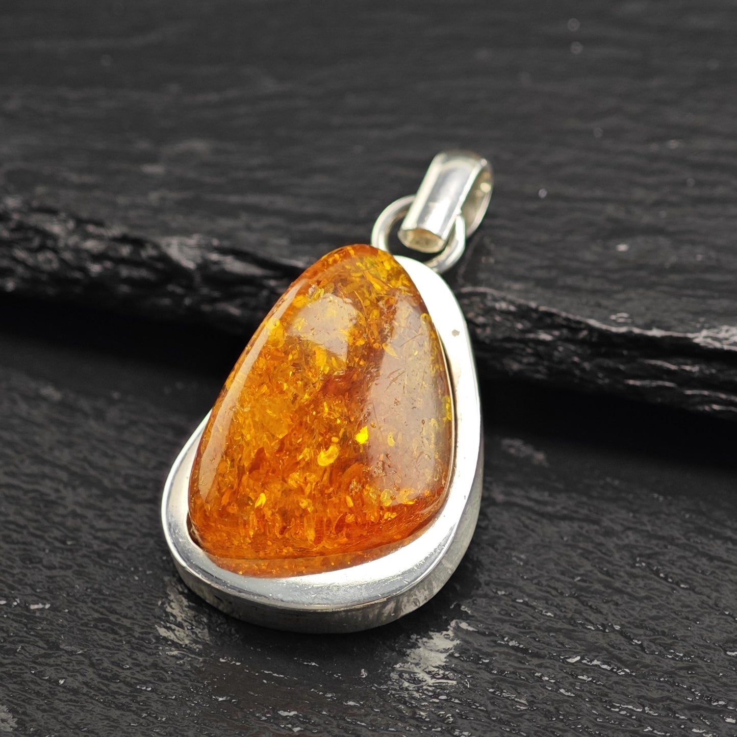 Baltic Amber Abstract Pendant Sterling Silver P3035