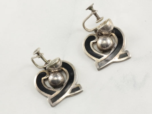 Margot De Taxco Sterling Silver Earrings Screw Back