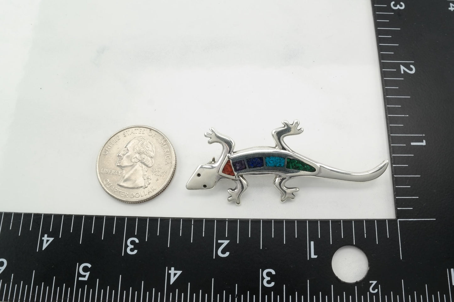 Carolyn Pollack Salamander Lizard Brooch Sterling Silver Turquoise Coral