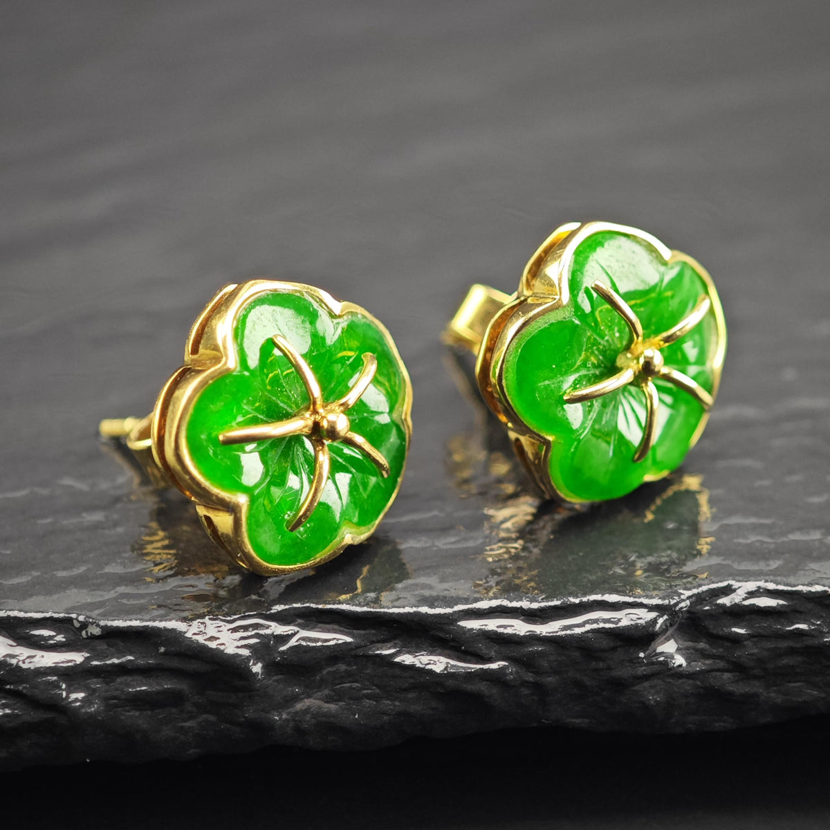 Jadeite 18K Gold Stud Earrings ER3221