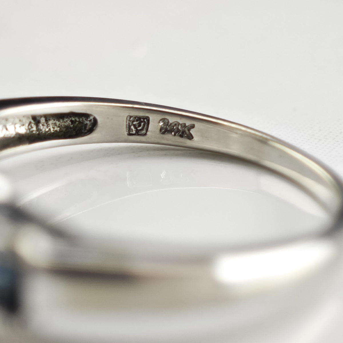 Aquamarine Topaz Diamond 14K White Gold Ring Sz 6 R6805