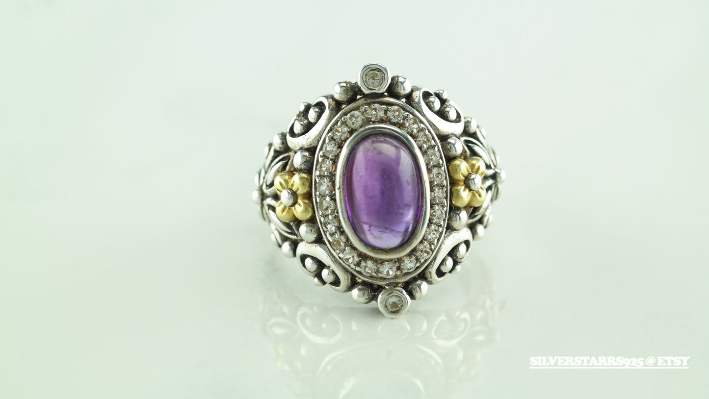 Barbara Bixby Sterling & 18k Gold Ring Size 11 Purple Amethyst