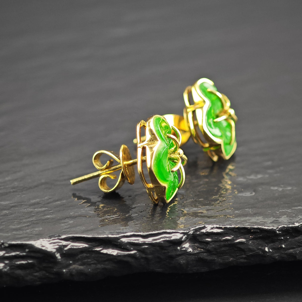 Jadeite 18K Gold Stud Earrings ER3221