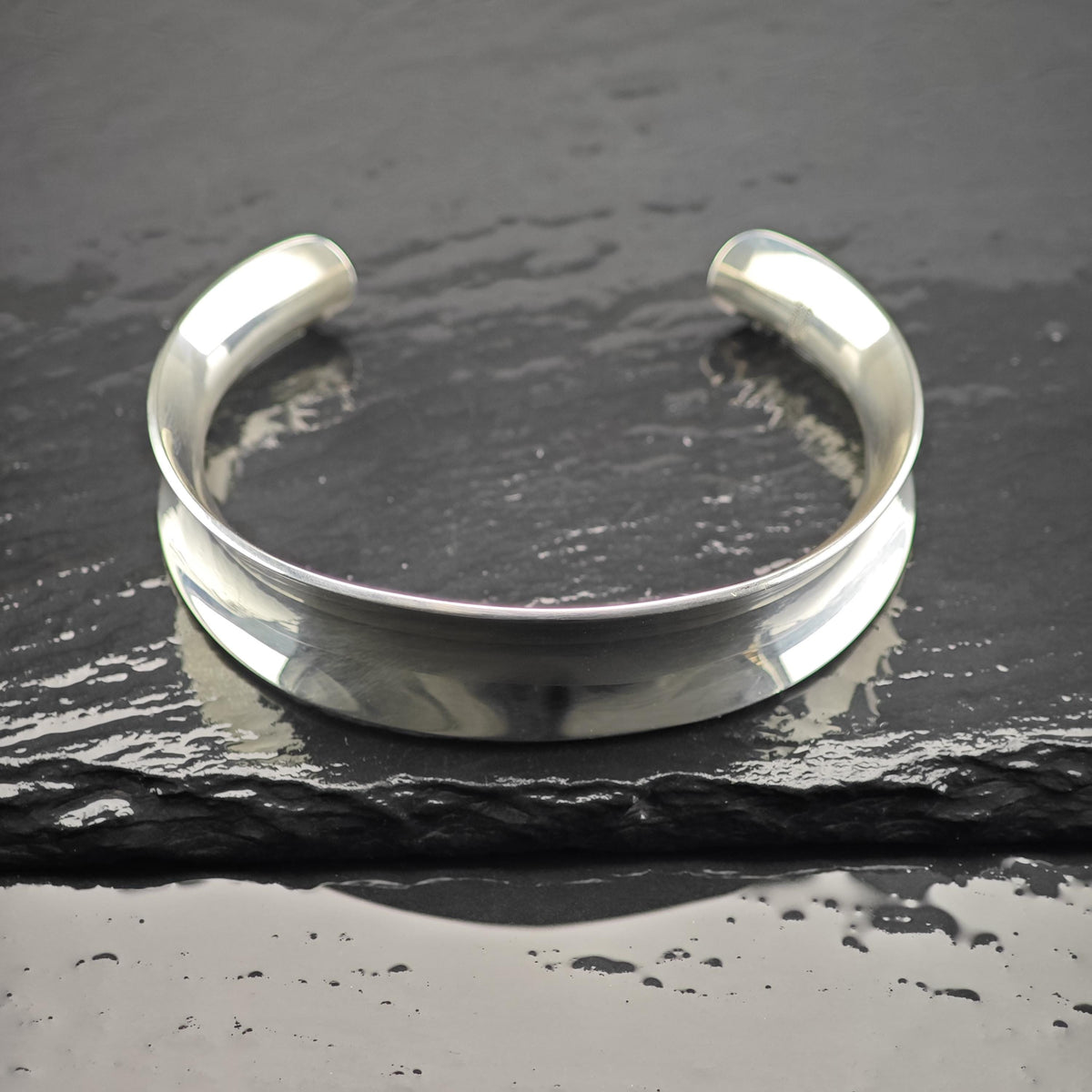 MCM Ed Levin Curved Sterling Silver Cuff Bracelet Sz 6 3/4" BR3178