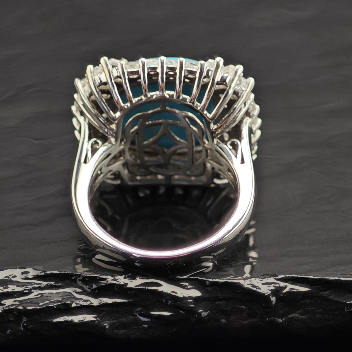 Square Turquoise Topaz Princess Diana Sterling Silver Ring Sz 7 R6735