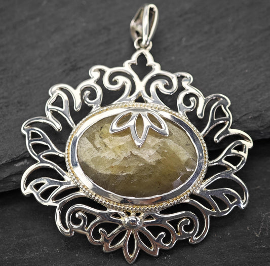 PTI Corundum Filigree Sterling Silver Pendant