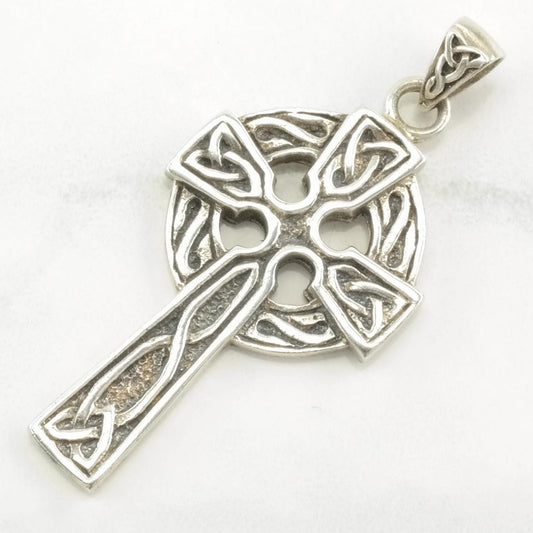Vintage Celtic Cross Ornate Sterling Silver Pendant
