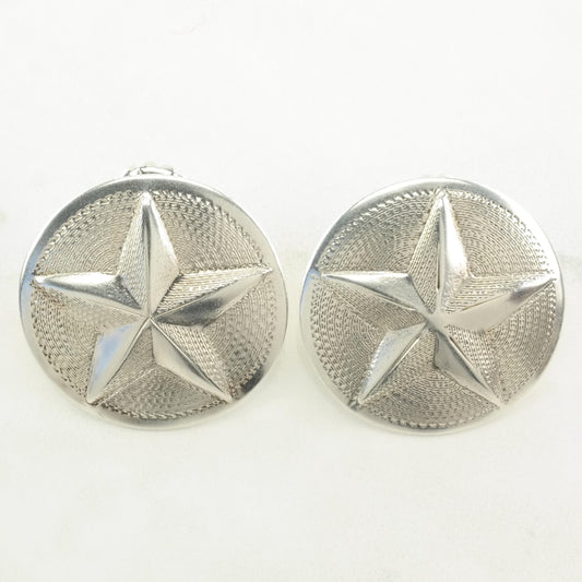 Western Sterling Silver Star Earrings Stud