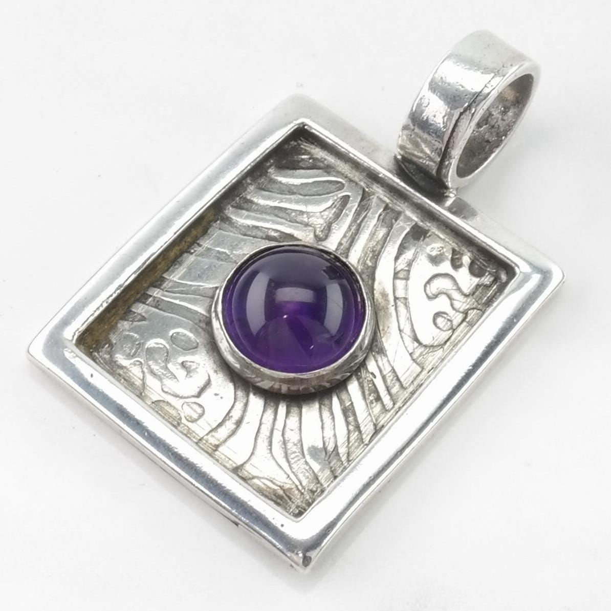 Vintage Purple Amethyst Sterling Silver Pendant