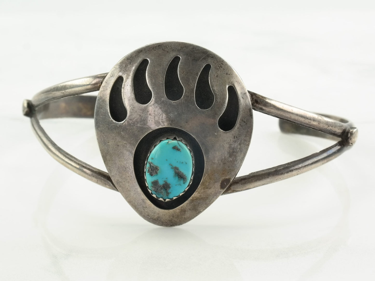 Southwest Sterling Silver Cuff Bracelet Turquoise Paw