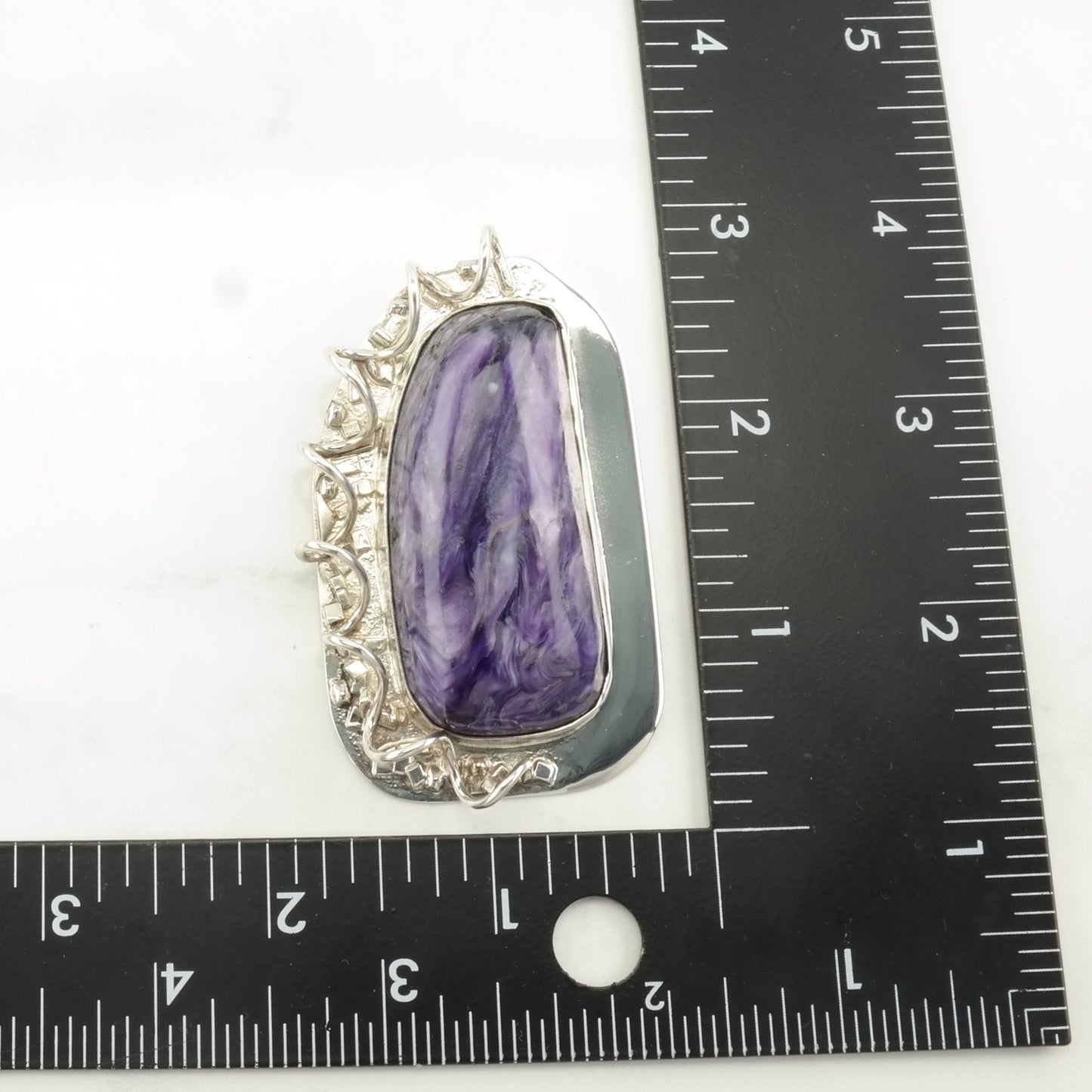 Vintage Sterling Silver Charoite Pendant | Statement Necklace | Purple Charoite Jewelry | Unique Gift for Her