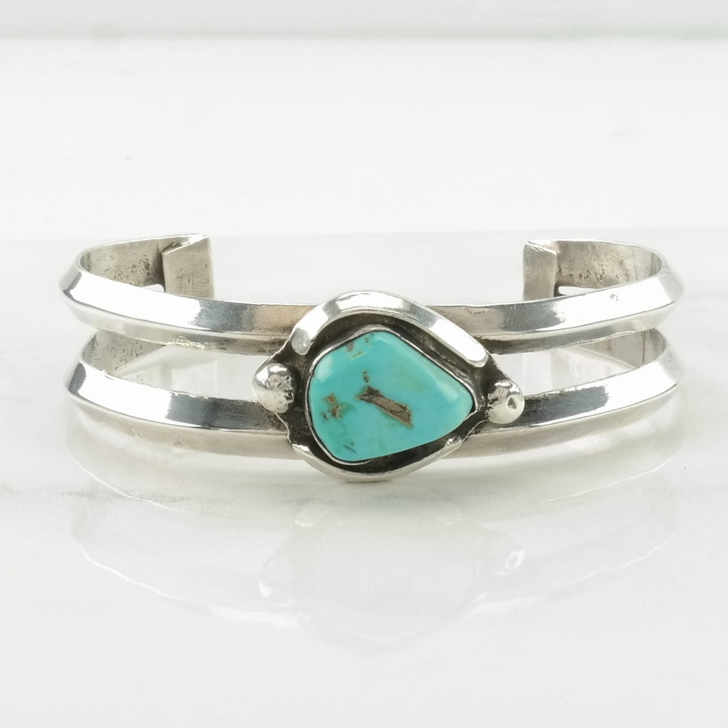 Southwest Sterling Silver Cuff Bracelet Blue Turquoise