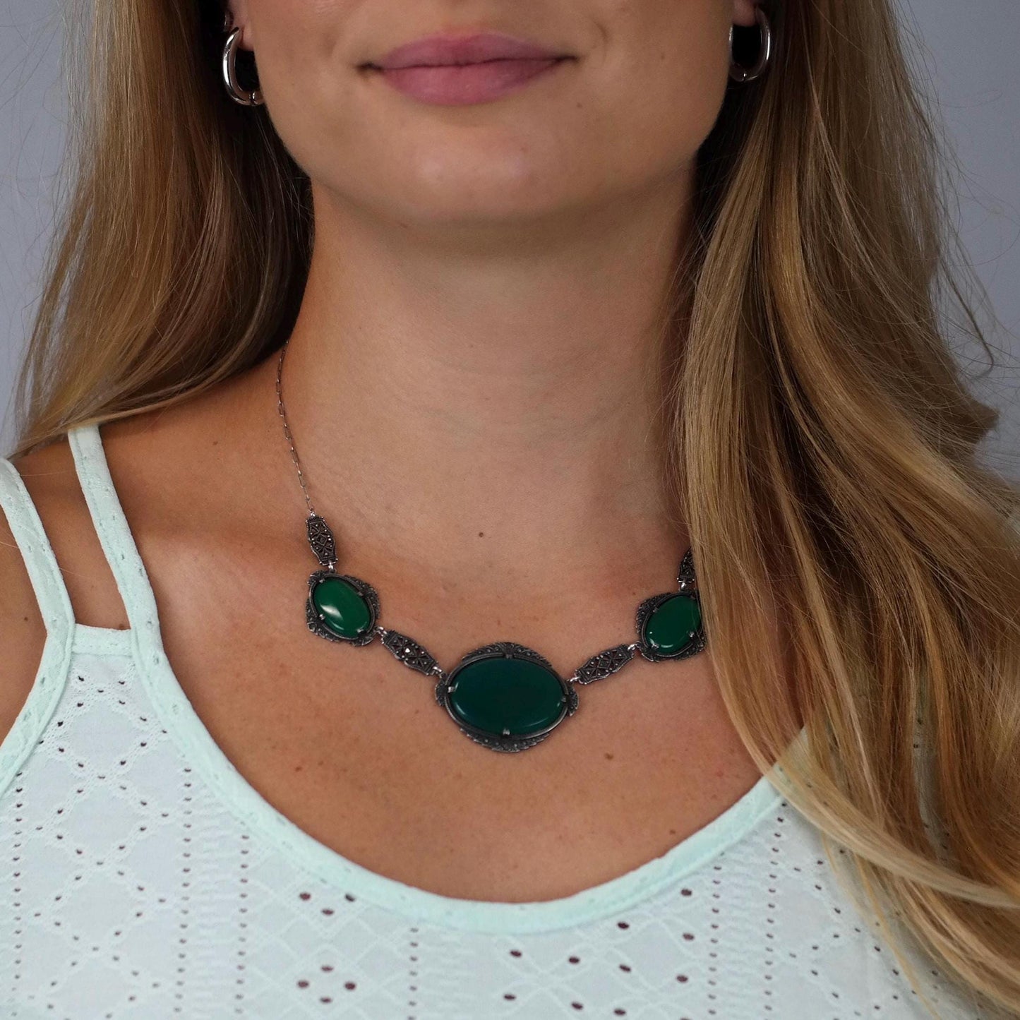 Green Necklace Sterling Silver N2518