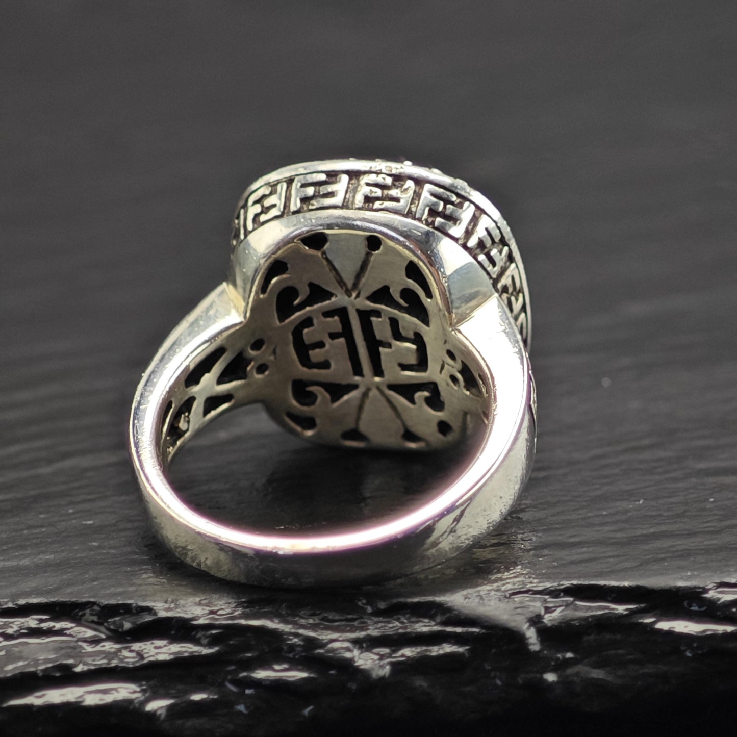 EFFY Black & White Diamond 18K Gold Accent Sterling Silver Ring Sz 7 R6731