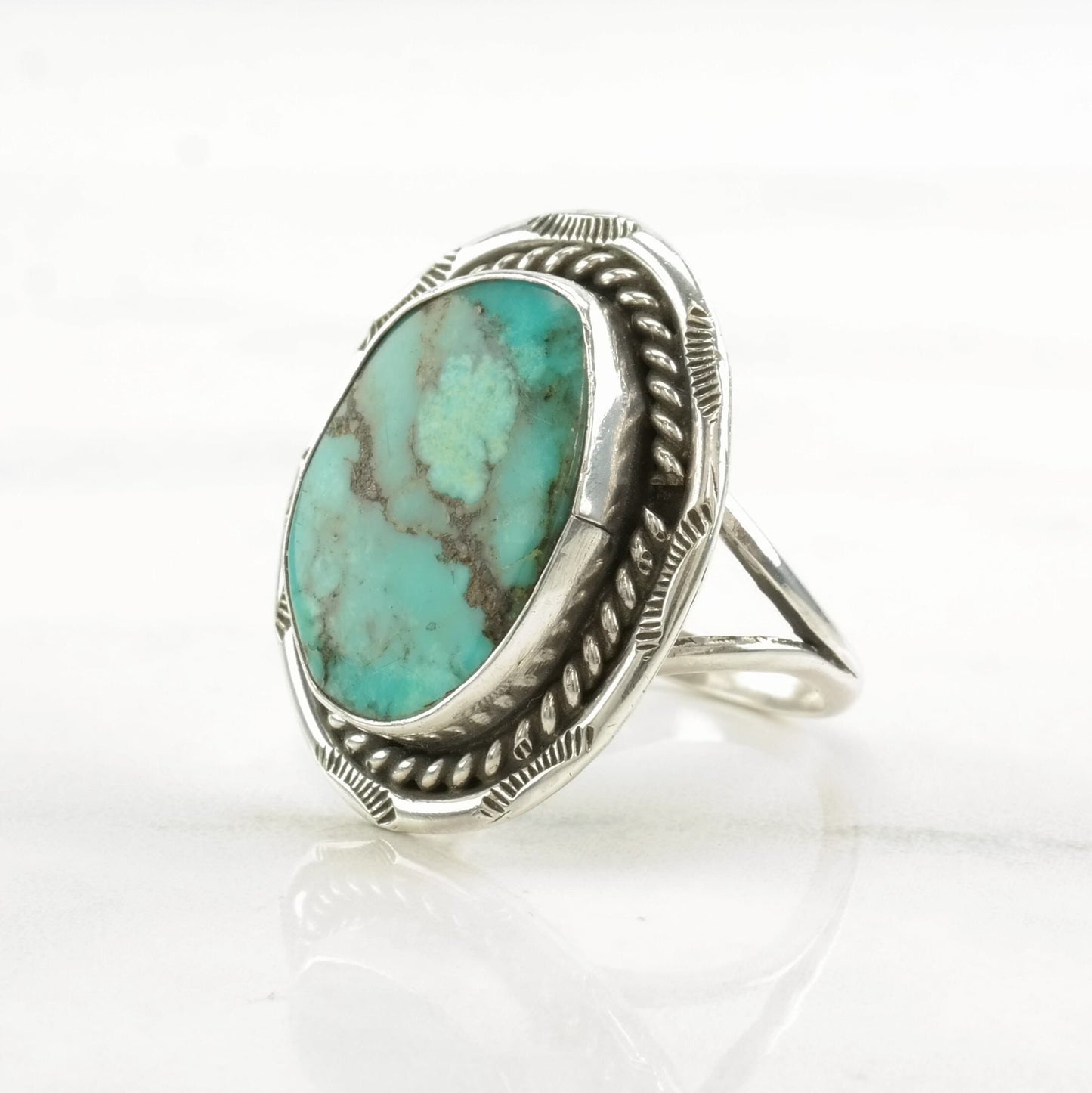 Native American Silver Ring Turquoise Sterling Size 10