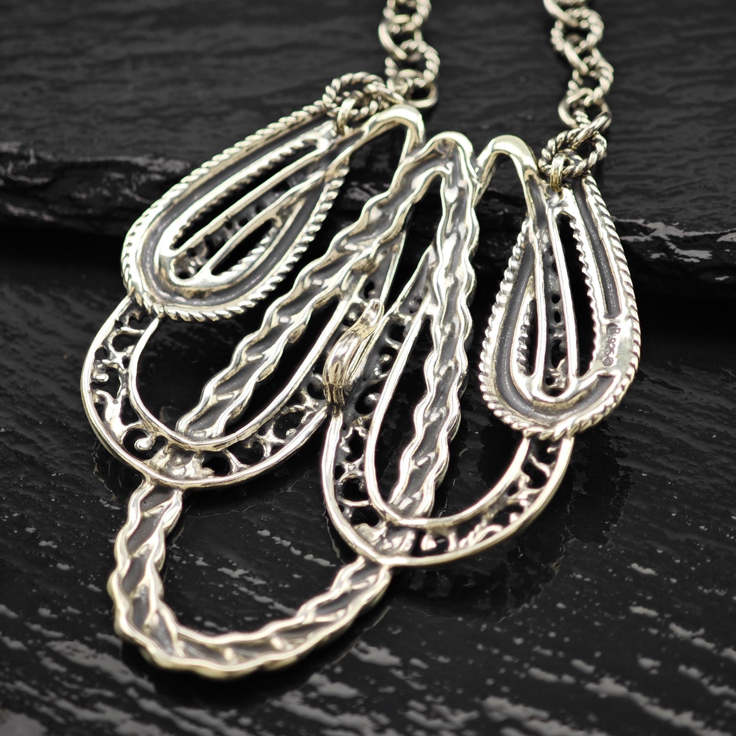 Vintage Carolyn Pollack Lasting Connections Necklace Sterling Silver Adjustable 19 1/2" N2660